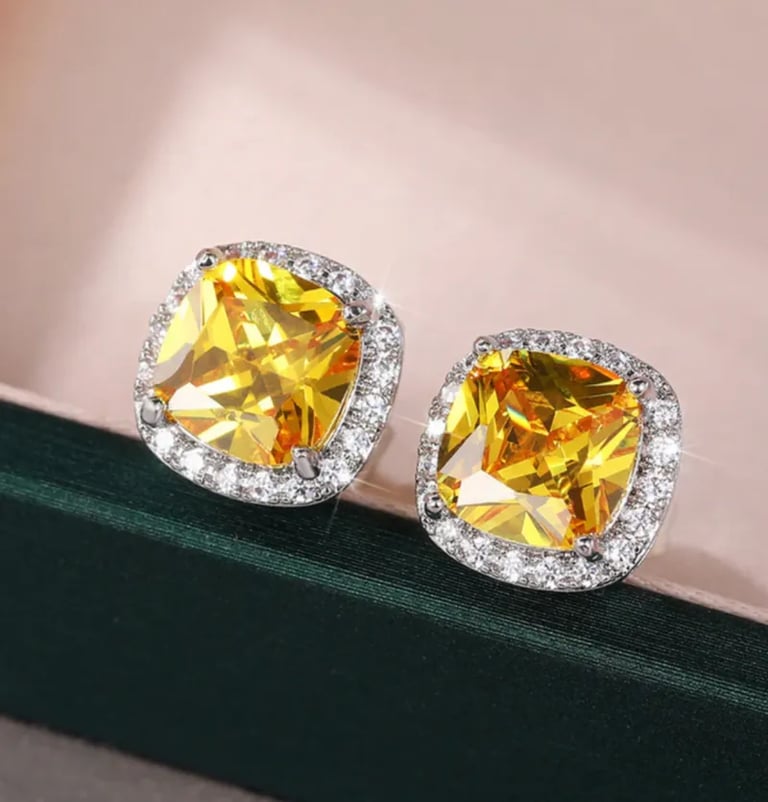 yellow citrine stud earrings