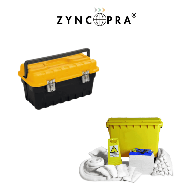 Kit de respuesta para emergencias de derrames de petróleo.