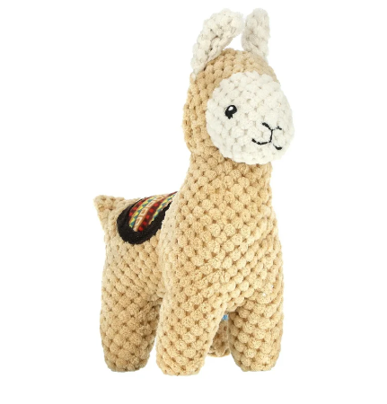 Eco-friendly Spunky Pup Clean Earth Llama dog toy made from recycled plastic.