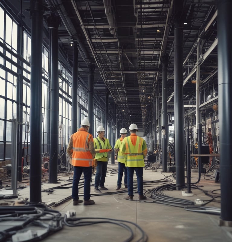 A professional team member working with electrical components.