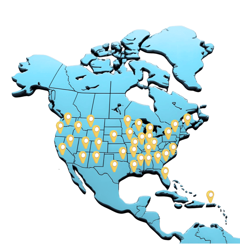 USA map showing states where CDCG has obtained funding for our clients & the communities they serve