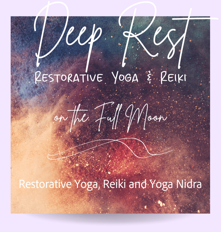 A cosmic graphic with a Lisbon yoga event information.