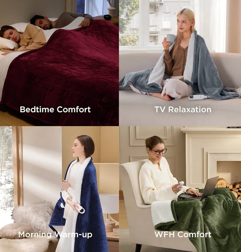 Bedsure heated blanket throw with fast heating and soft fabric for everyday comfort.