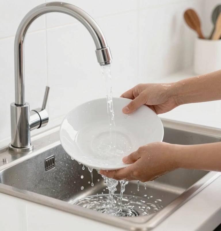 Close-up of PVC and CPVC plumbing connections with washing machine and sink valves displayed.