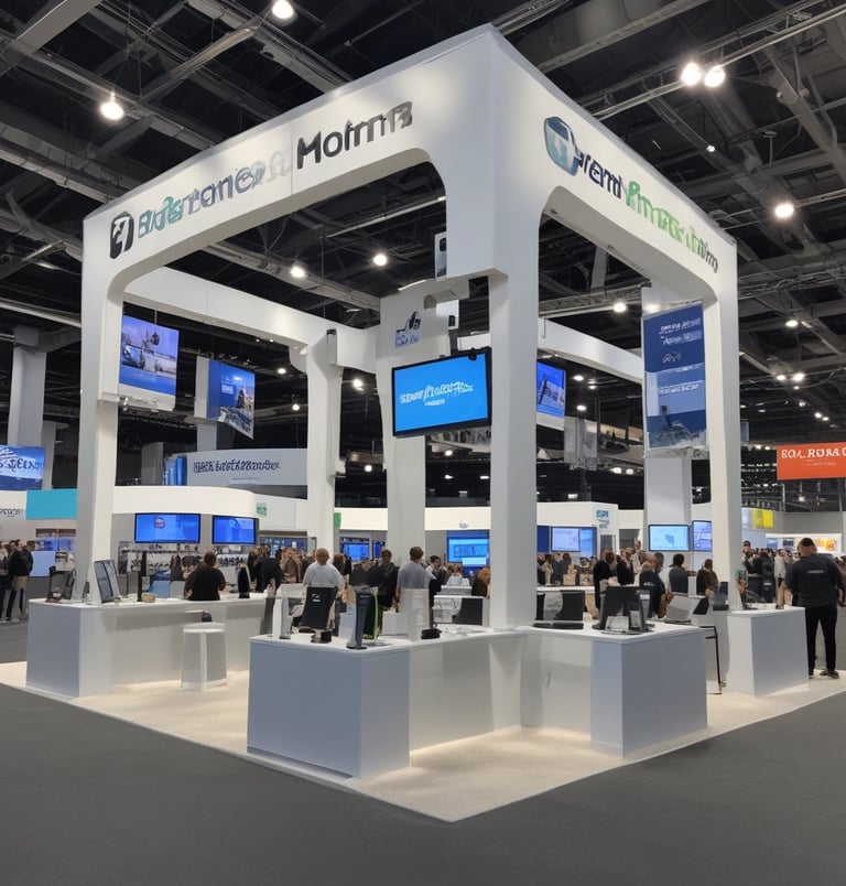 A close-up of a luminous, stylized logo resembling a circular knot with a gradient blue background, prominently displayed on a screen. Behind it, the word 'OpenAI' is visible, illuminated against a dark backdrop.