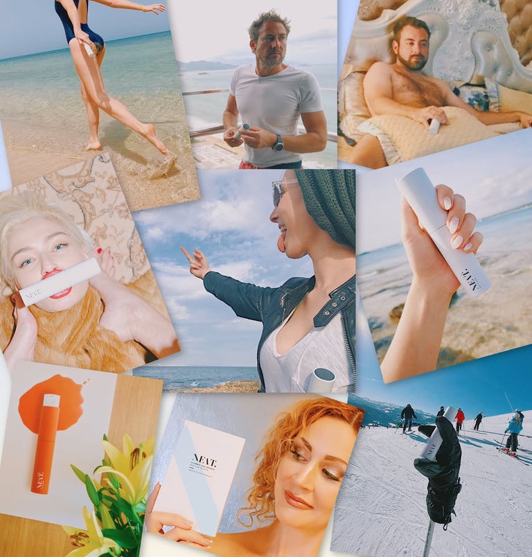 a collage of photos with the Ultimate Age Defense in the about ALL YOU NEAT. brand story