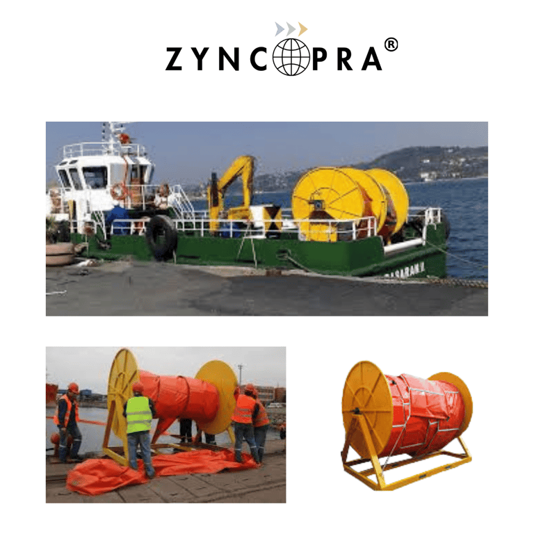 Oil boom reel deployment system.