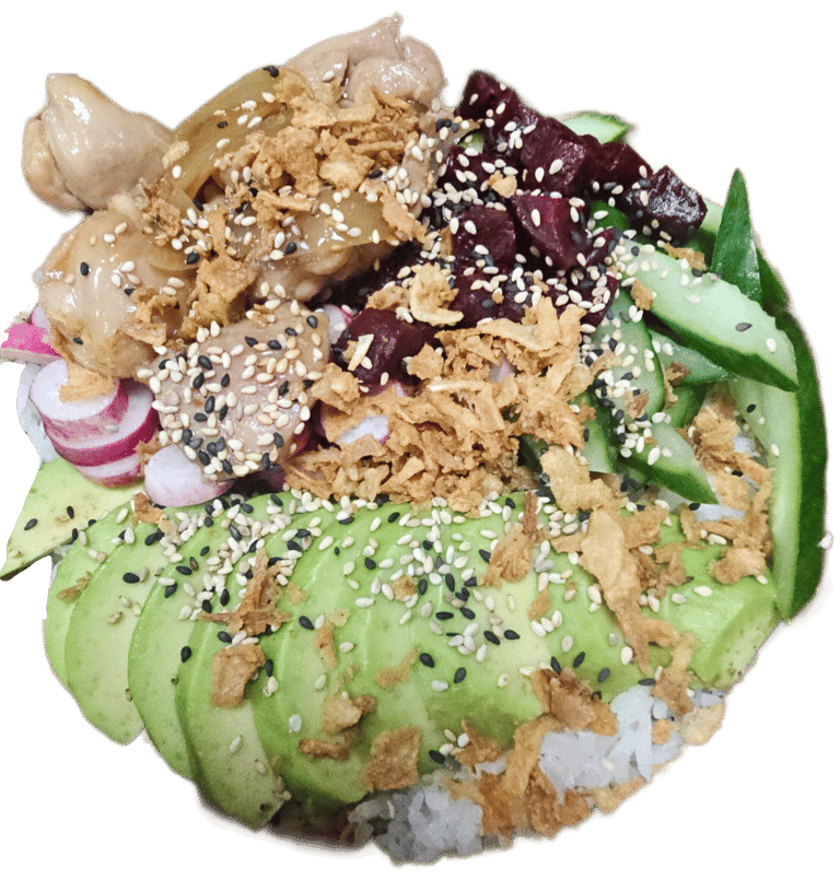 a plate of food with rice and vegetables