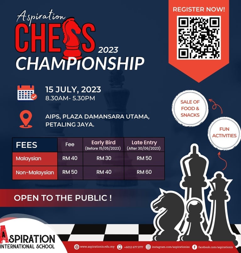 Aspiration Chess Championship 2023. Aspiration International School. Malaysia Chess. Catur Malaysia.