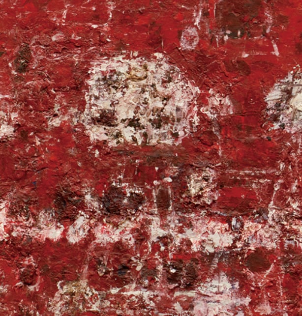 a painting of a red square with a white background