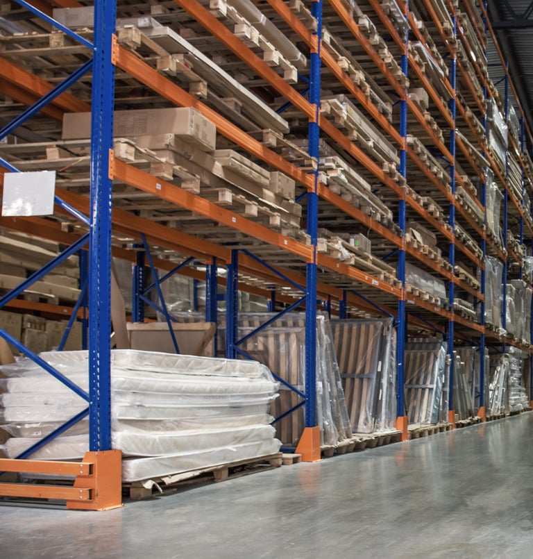 pallet racking storing inventory