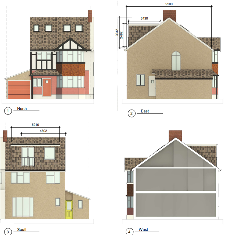 Proposed elevation of an example loft conversion 