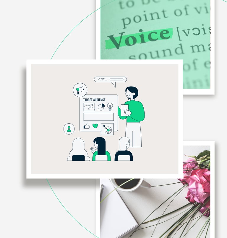 a woman presenting to peers about target audience campaign results