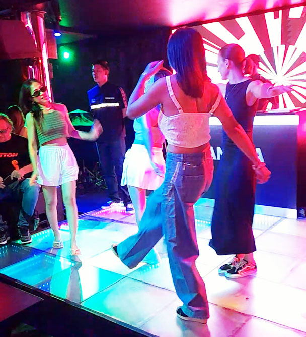 Thai women on the dance floor at Panama Club, Hua Hin in Thailand