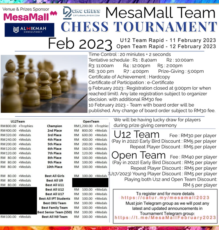 Catur Malaysia. Malaysia Chess Tournament. MesaMall Team Chess Tournament.Chess Malaysia