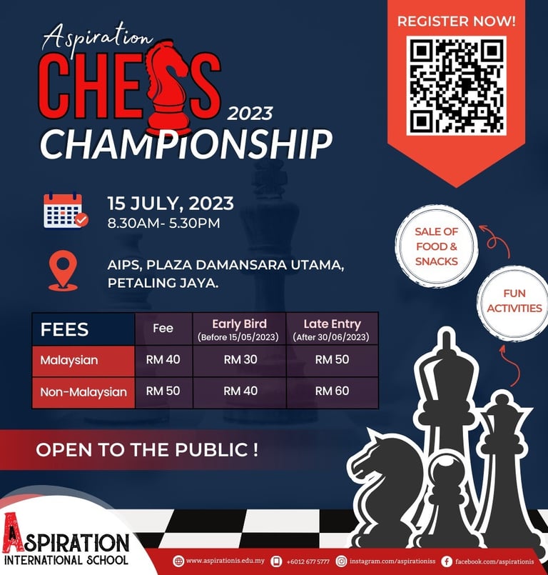 Aspiration Chess Championship 2023. Aspiration International School. Malaysia Chess. Catur Malaysia.