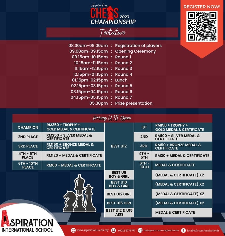 Aspiration Chess Championship 2023. Aspiration International School. Malaysia Chess. Catur Malaysia.