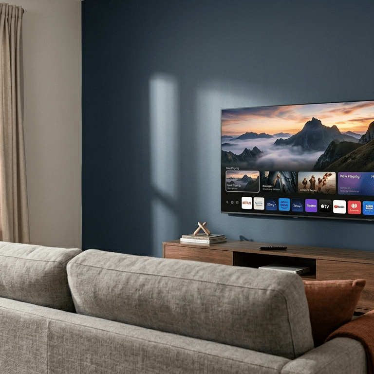 TV Hung in living room.