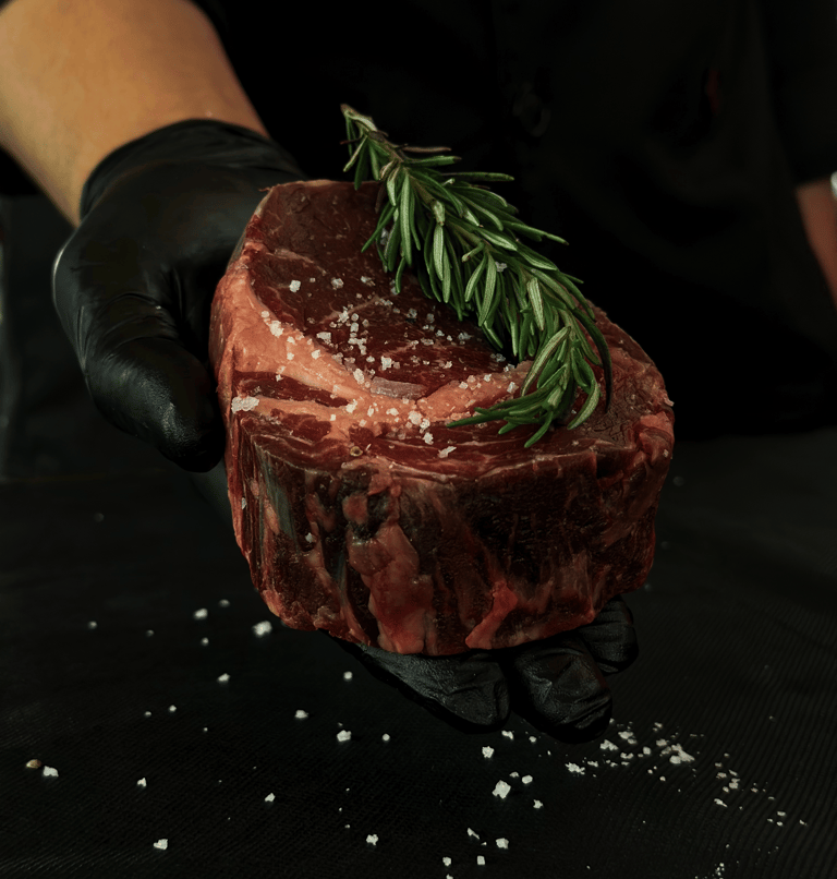 Rib eye black angus cut steak