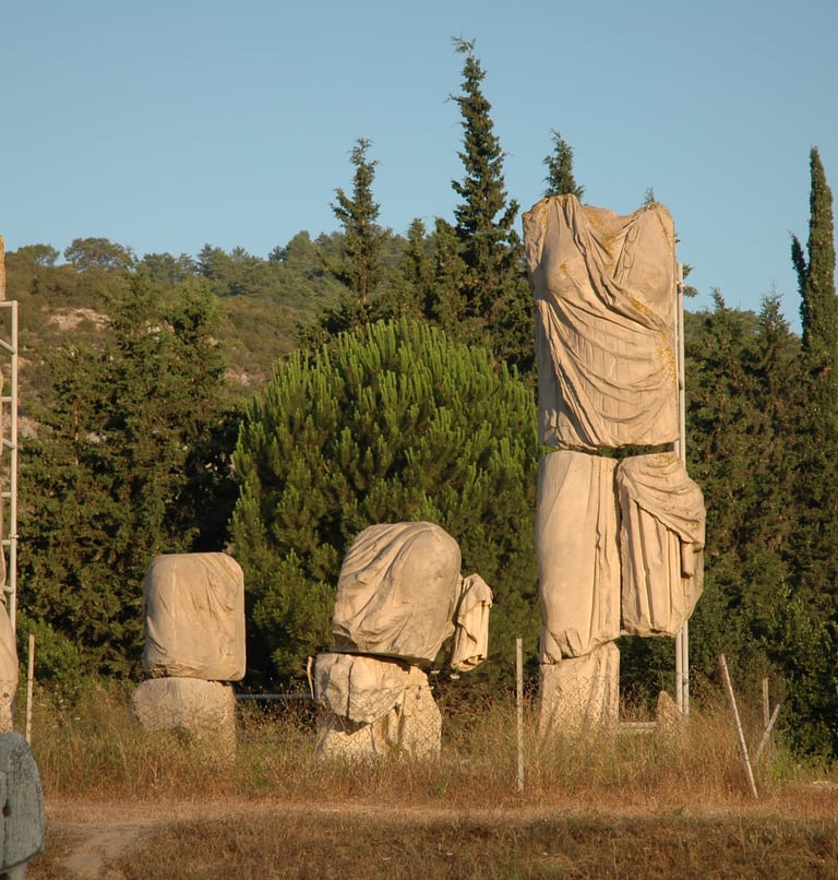 Stone statue remains in the ancient city of Erythrai.