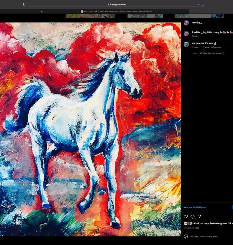 une peinture d'un cheval