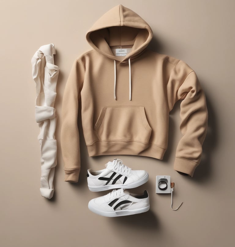 A cozy, neutral-toned display of soft scarves, knitwear, and casual chic essentials.