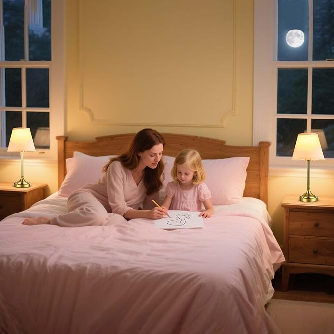 gold bedroom nightstand lamps for chikdrens bedroom.