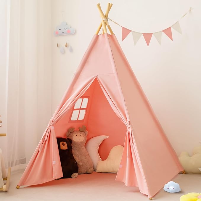 cute  adorble pink teepee tent for girls.