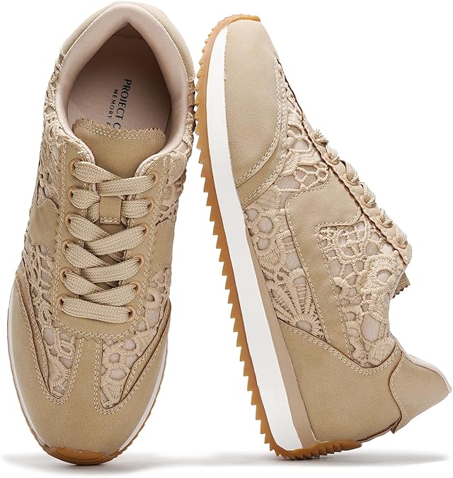Beige Project Cloud Raffia women’s sneaker with lace floral detail, lightweight and feminine for fal