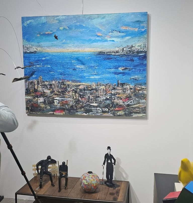 Jessy Tabet painting at Jacques Ouaiss Gallery