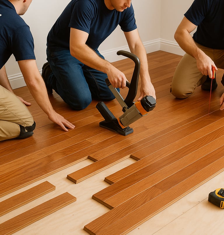 Professional hardwood floor installation process by Next Floors LLC in Katy