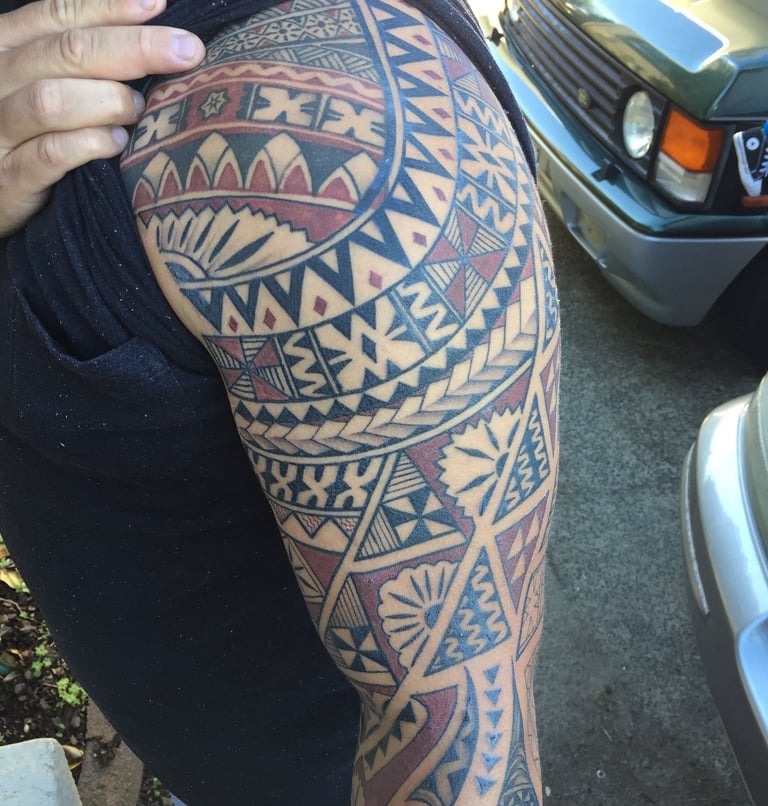 Fijian sleeve tattoo carl cocker polynesian tattoo artist brisbane sydney perth melbourne australia 