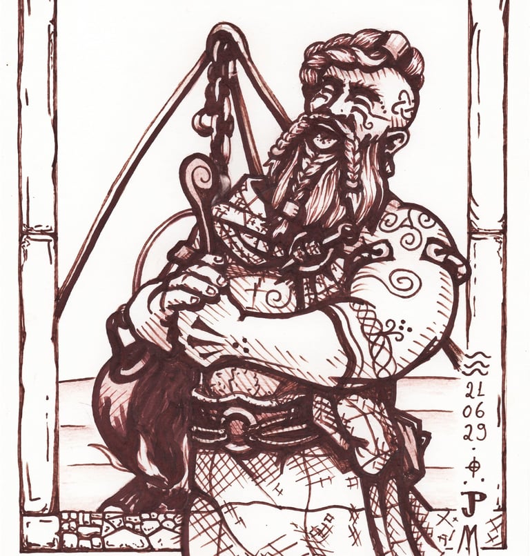 Ilustração de Dagda, o Deus Bondoso, do Jaum em 2021