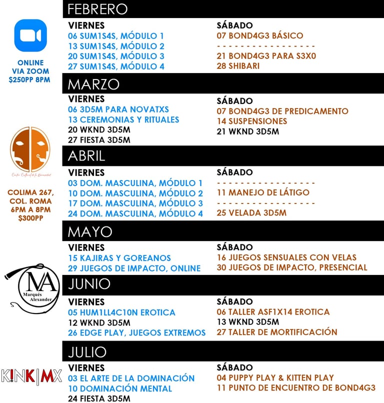 Calendario de Actividades BDSM