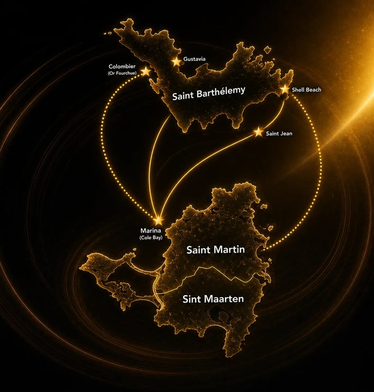 St Martin St Barthelemy Map, island tours, sxm to st barth, boat charter companies