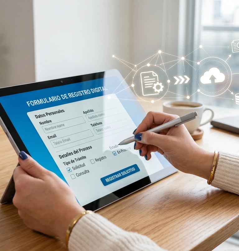 Formulario digital de inscripción académica con opciones de cursado y mesas de examen.