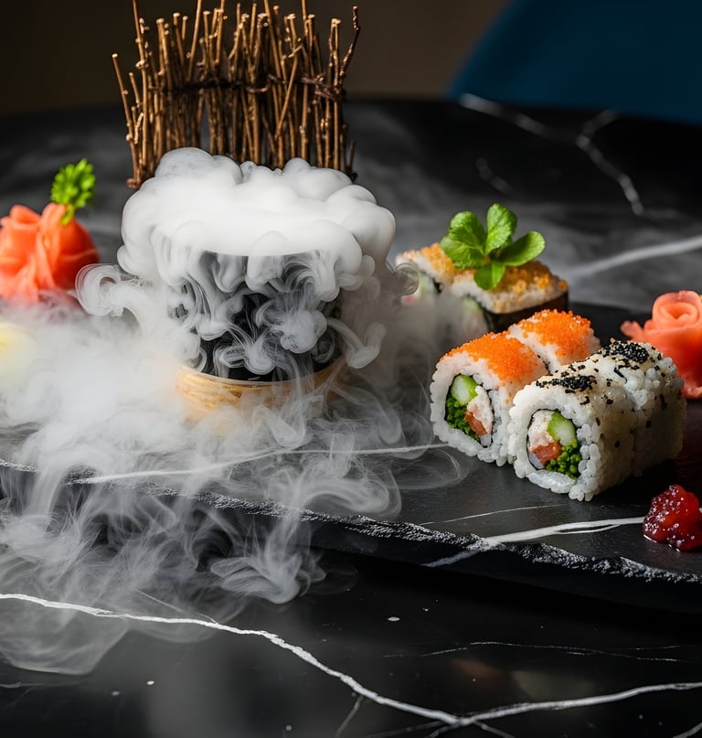 gelo seco restaurante japones sushi