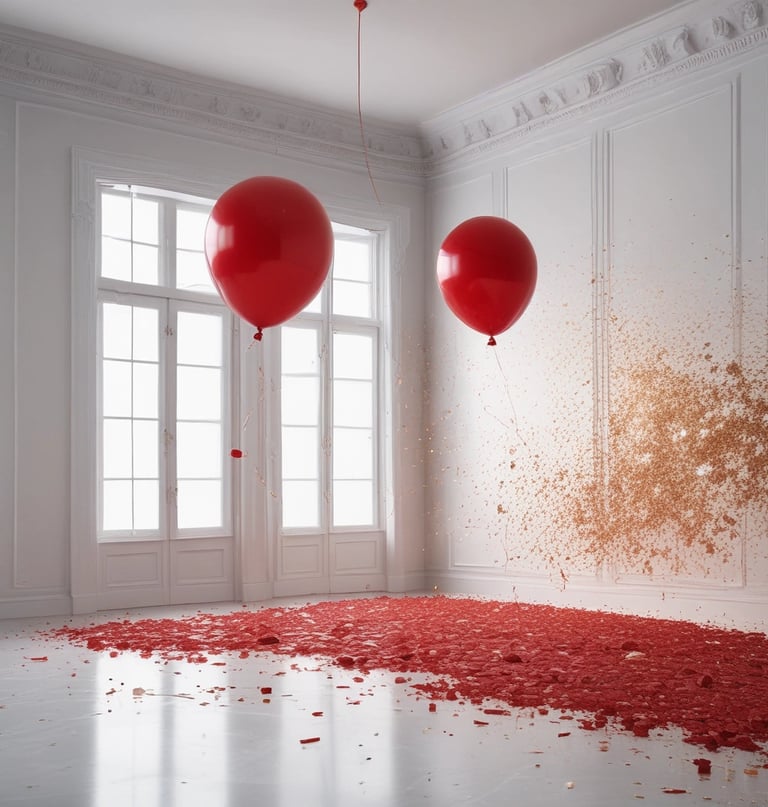 Close-up of a red balloon with a small prize tag peeking out from inside