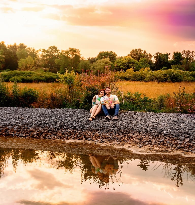 Lancaster PA couples photographer. Photo of engaged couple and paint fight