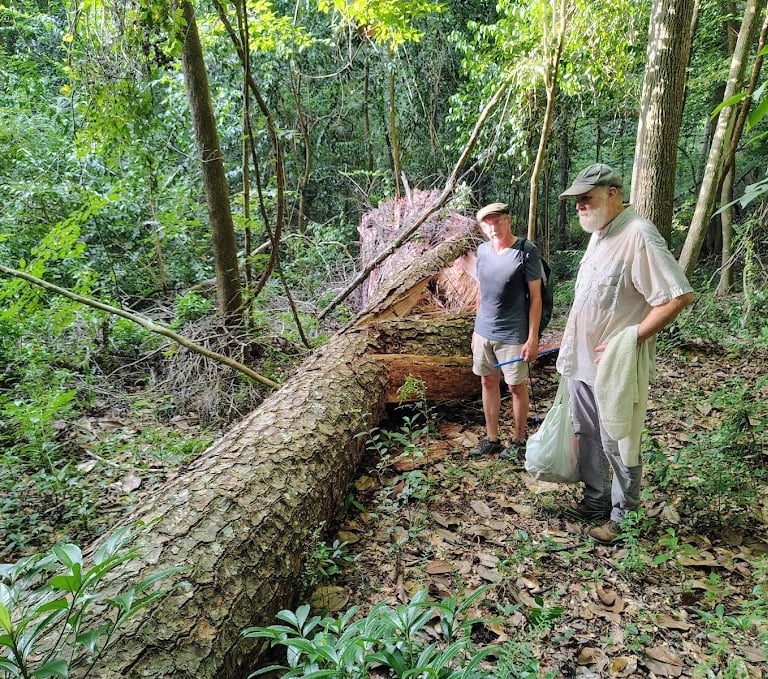 Neil Jones from Tall Timbers and Christopher Linton in the woods near Arabella