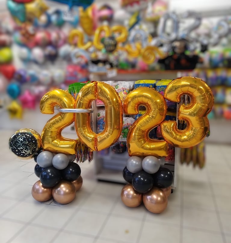 decoracion de globos numeros grandes año nuevo