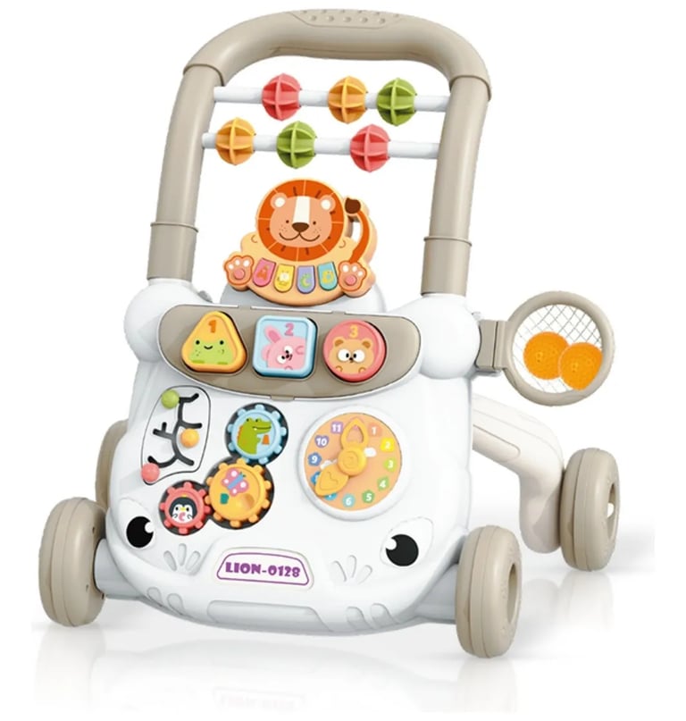 Andador Infantil Empurrador Atividade Musical Bebê Didático Cor Branco