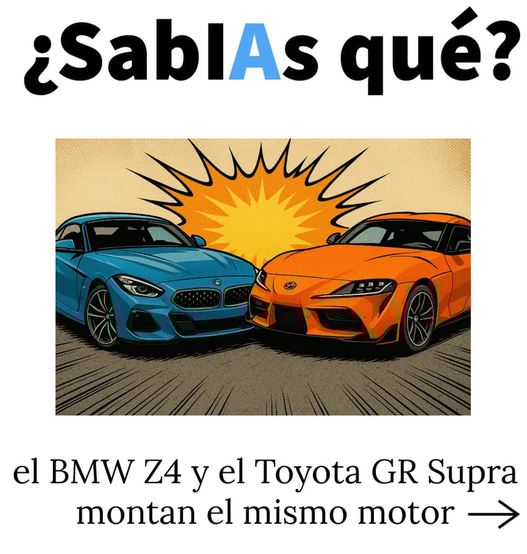 Dibujo de dos coches diferentes enfrentados que tienen el mismo motor.