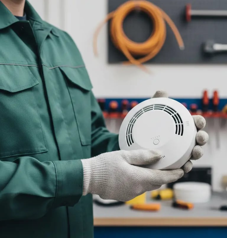Smoke Alarm Installation Birmingham in hands of electrician