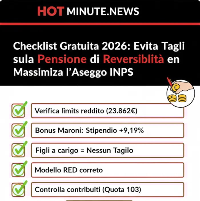 Checklist 2026 di HotMinute News per massimizzare l'assegno INPS: verifica limiti reddito 23.862 eur