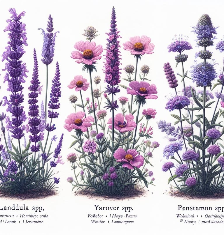 lavender, yarrow and penstemon
