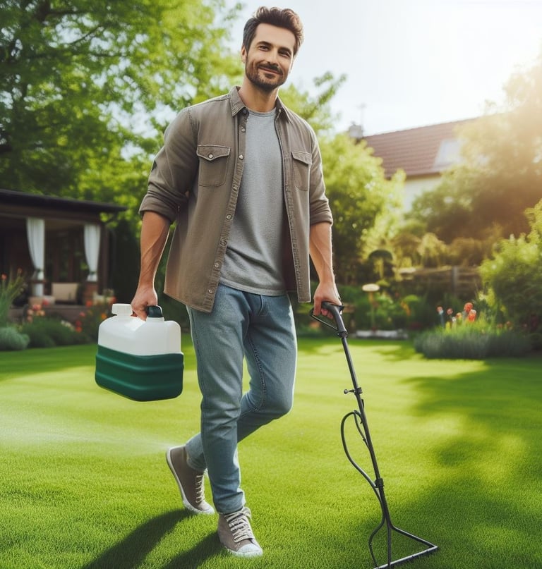 fertilizing a lawn