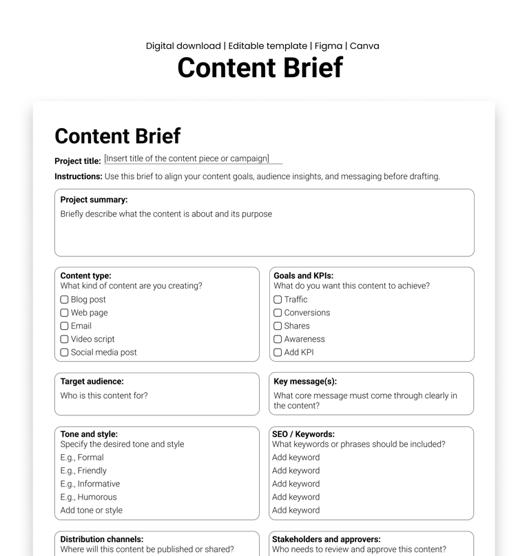 SEO content brief mockup