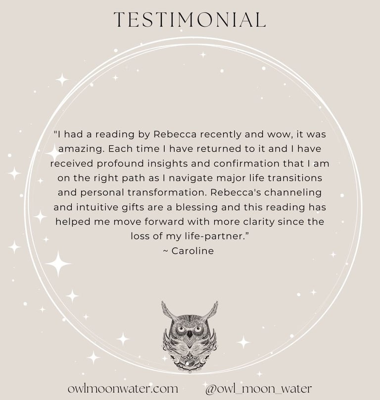 Psychic Reading Testimonial for Owl Moon Water