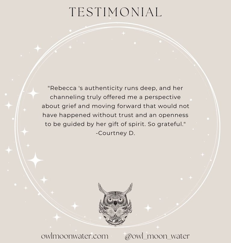 Psychic Reading Testimonial for Owl Moon Water